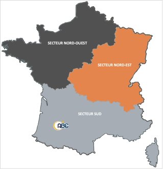 carte de France secteurs commerciaux ABE